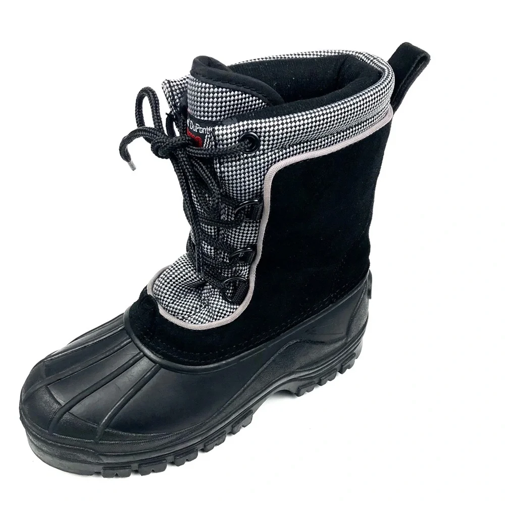 Coasters Kids Black Suede Thermolite Lace Up Boots Size 3